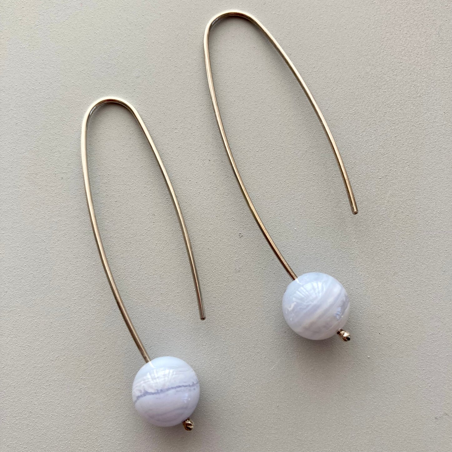 Blue lace agate sterling silver earrings