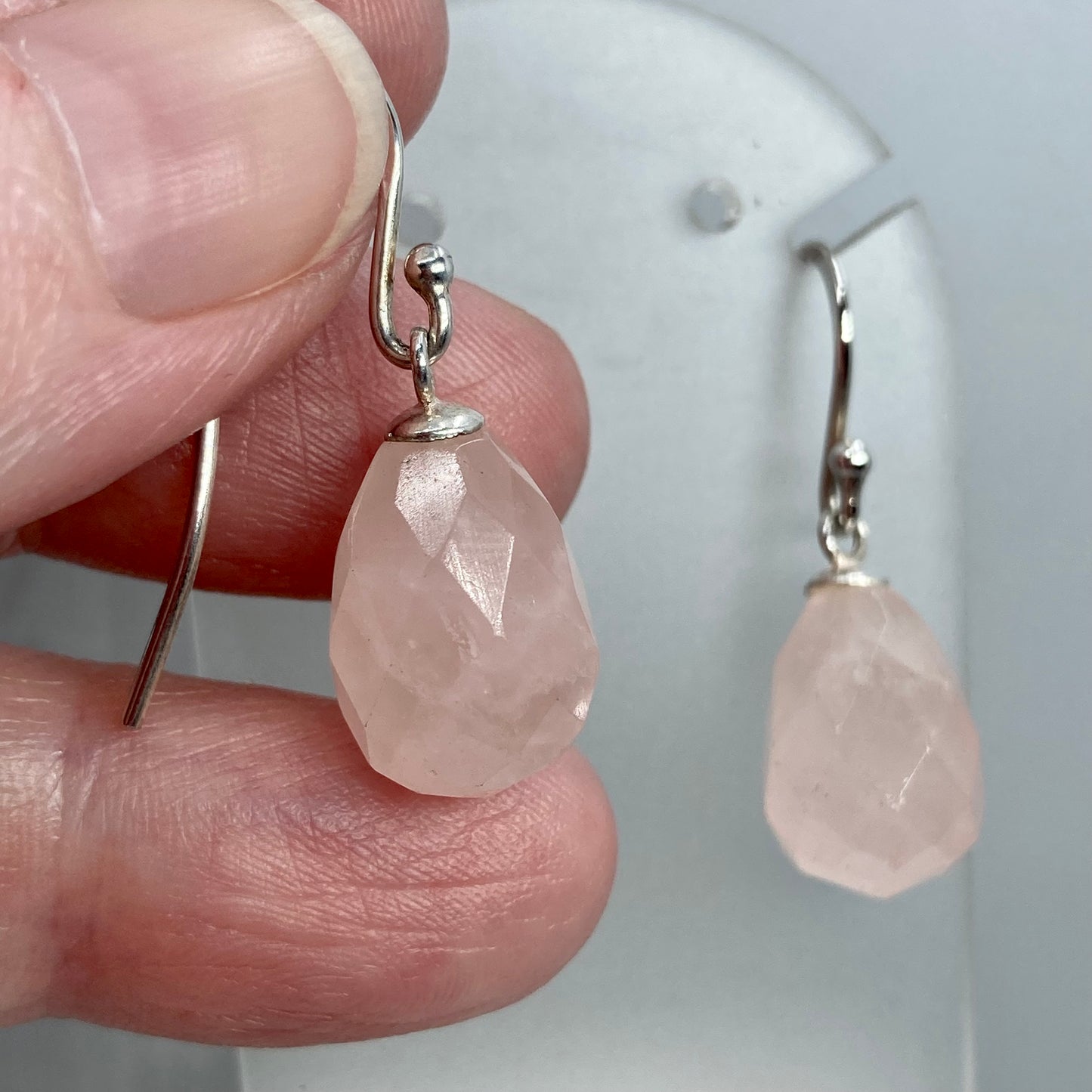 Rose Quartz briolettes and sterling silver earrings
