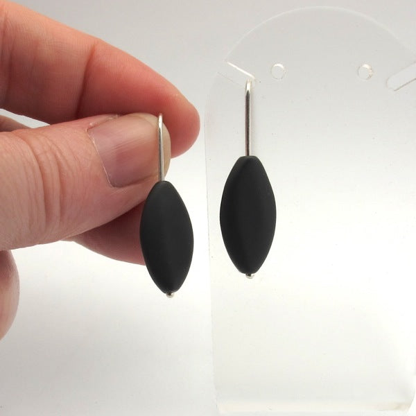 Matte onyx marquise short stack earrings