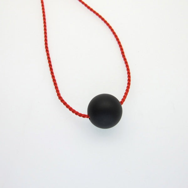 Simplicity- Black matt onyx short silk necklace