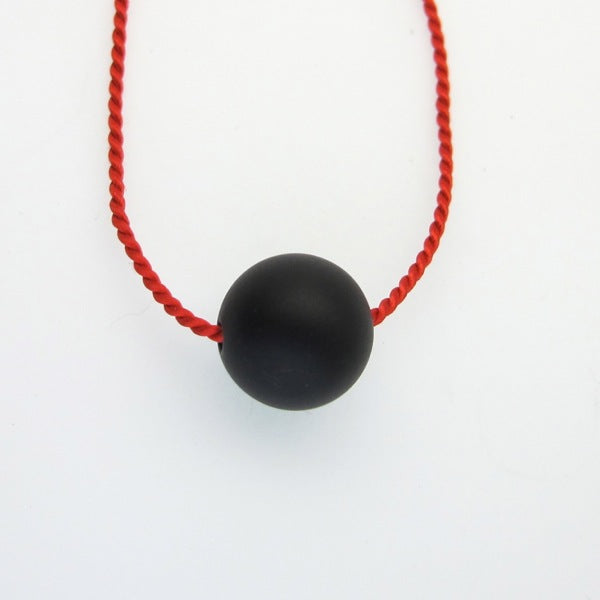 Simplicity- Black matt onyx short silk necklace