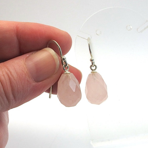 Rose Quartz briolettes and sterling silver earrings