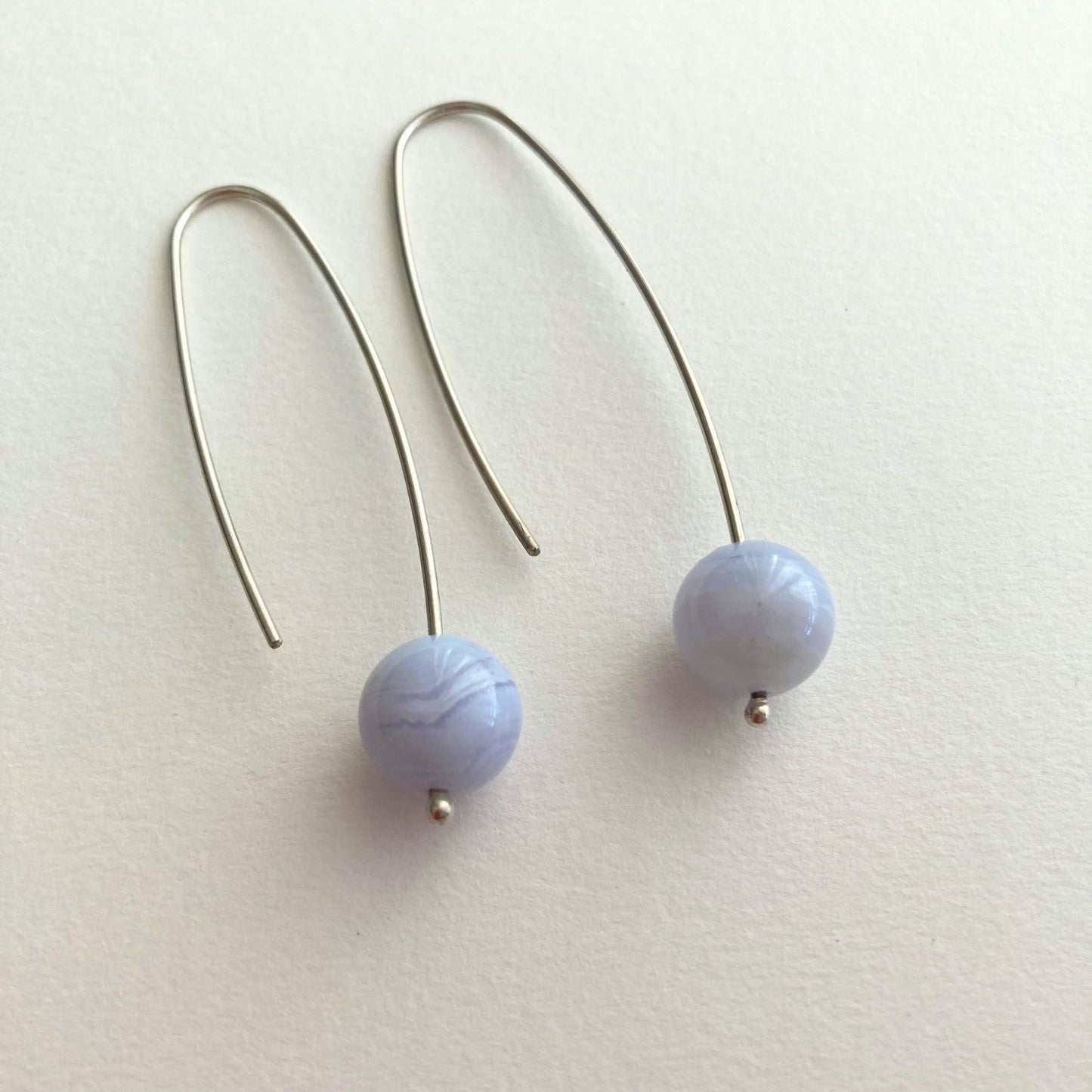 Blue lace agate sterling silver earrings