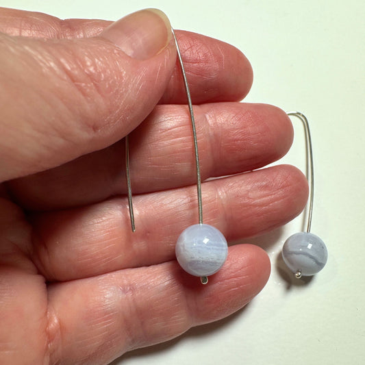 Blue lace agate sterling silver earrings