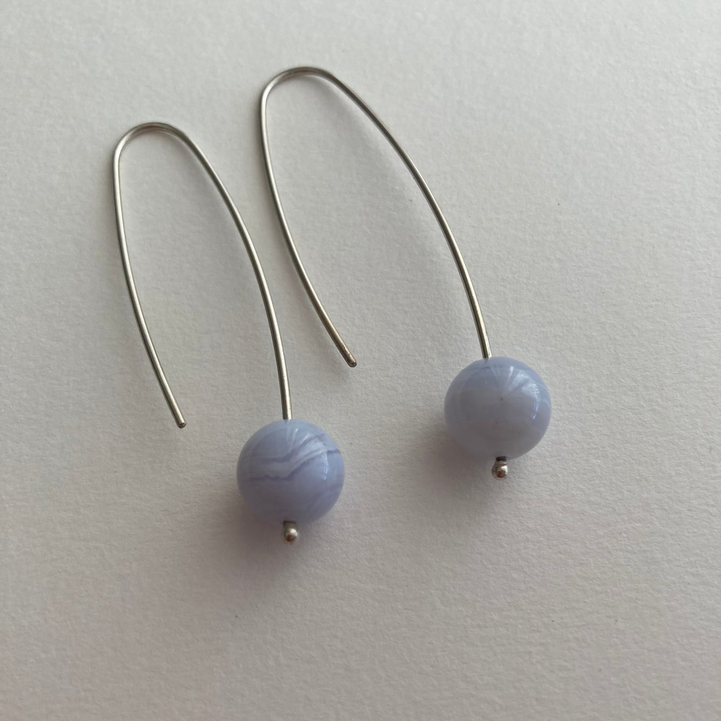 Blue lace agate sterling silver earrings