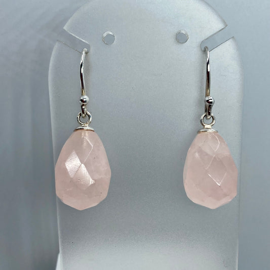 Rose Quartz briolettes and sterling silver earrings