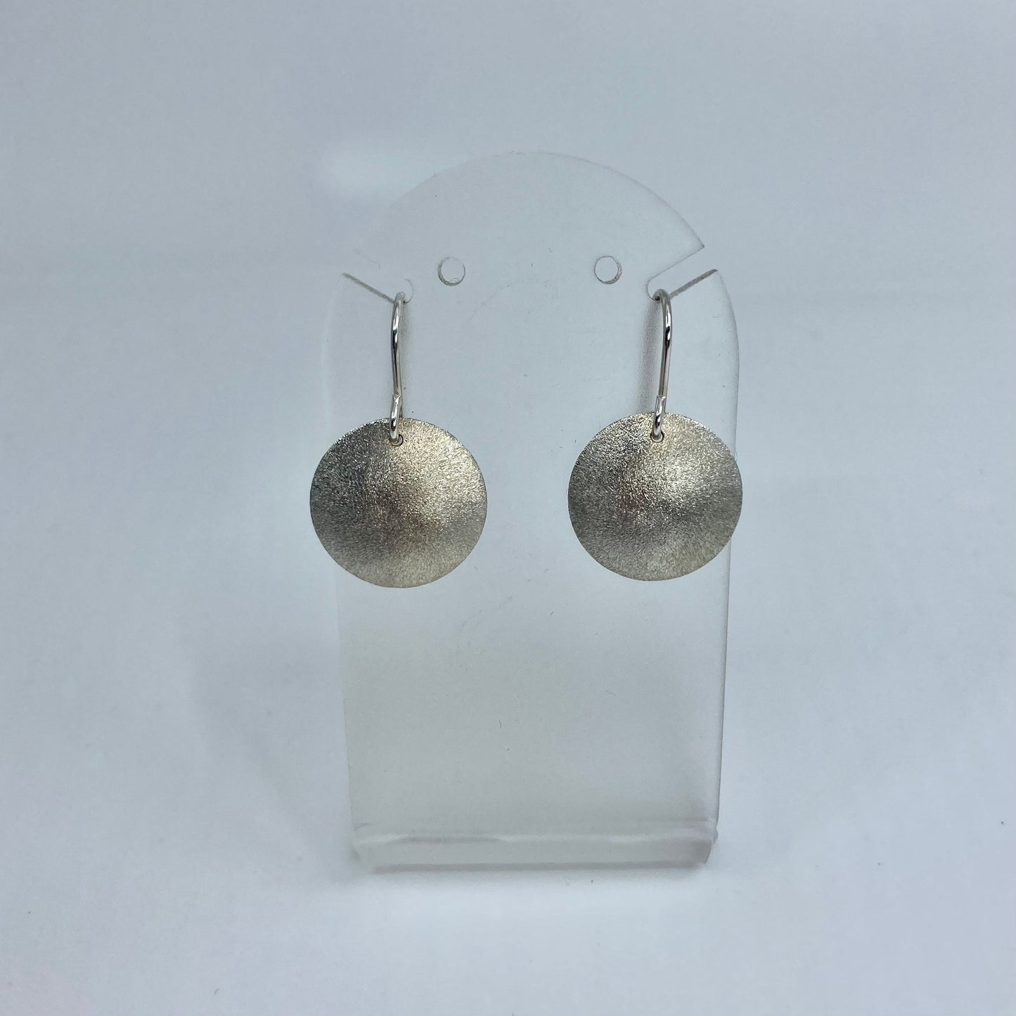 Frost domed sterling silver disc earrings