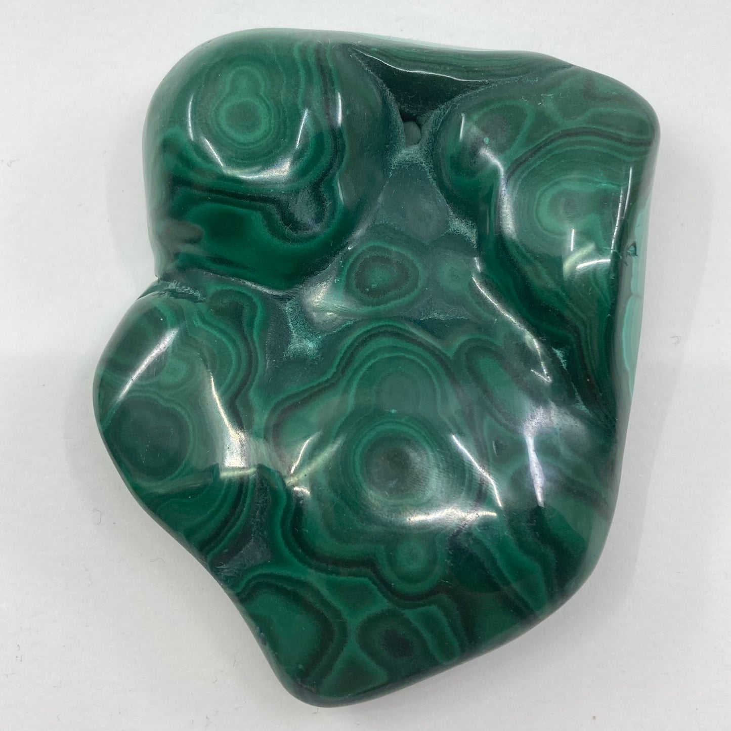 Malachite polished freeform viewed from top