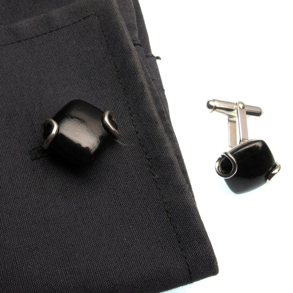 Australian black jade Sterling silver cufflinks