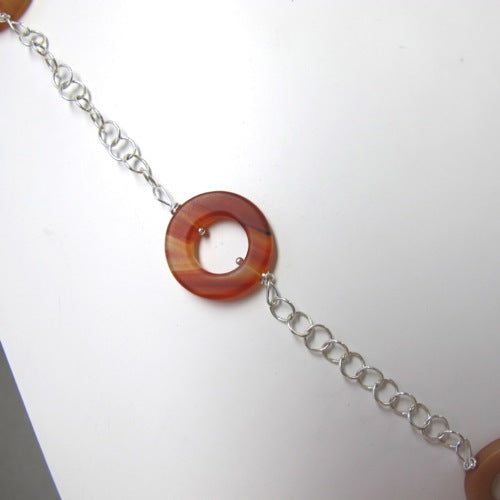 Matt Carnelian beads on a sterling silver chain