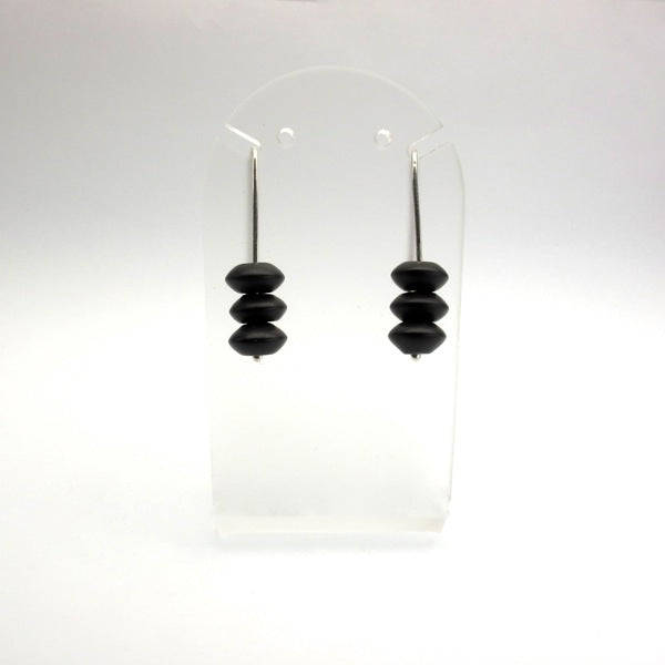 Matte onyx short stack earrings