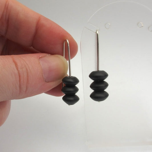 Matte onyx short stack earrings