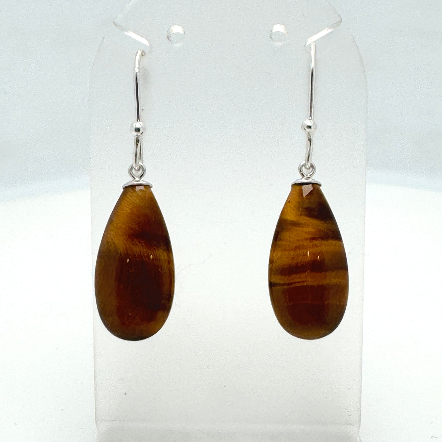Tiger Eye Gemstone Earrings | Handmade Sterling Silver Drop Earrings