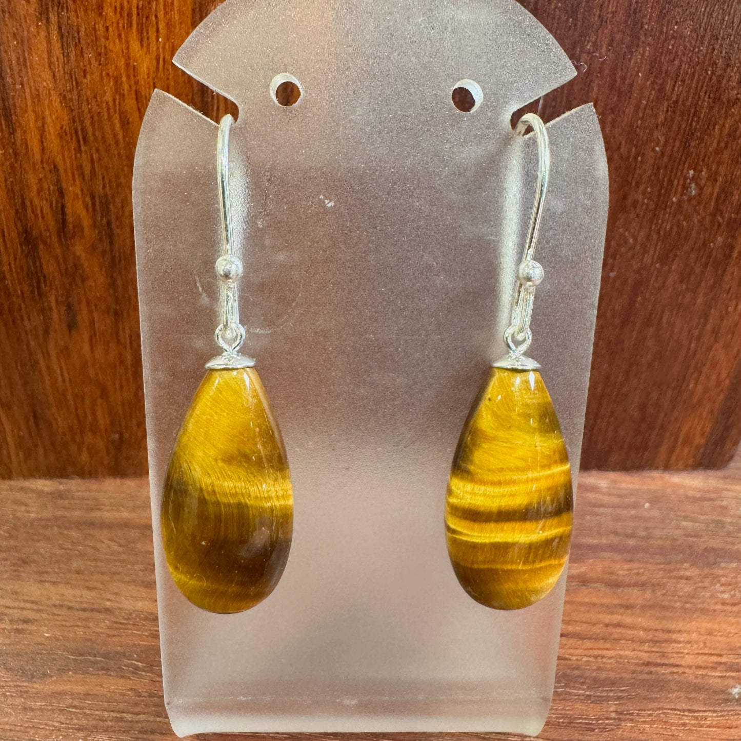 Tiger Eye Gemstone Earrings | Handmade Sterling Silver Drop Earrings