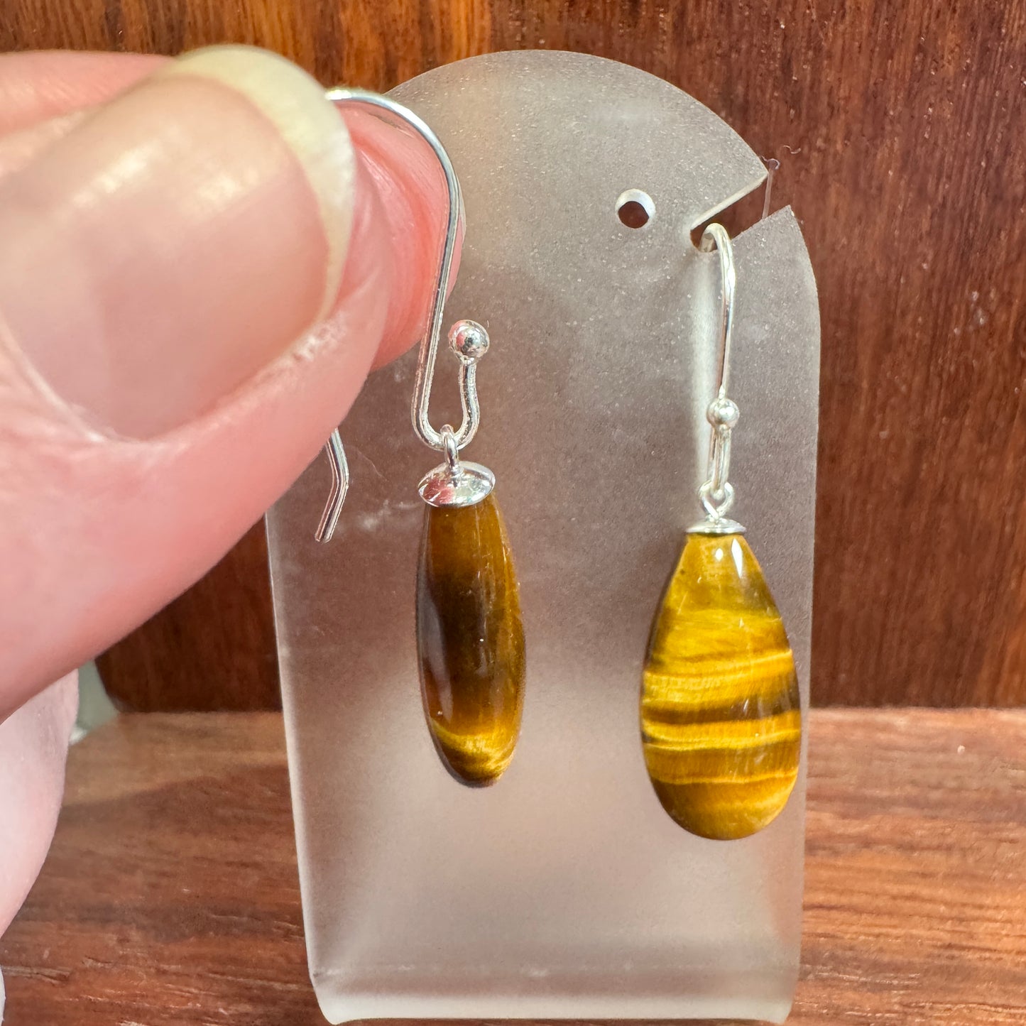 Tiger Eye Gemstone Earrings | Handmade Sterling Silver Drop Earrings